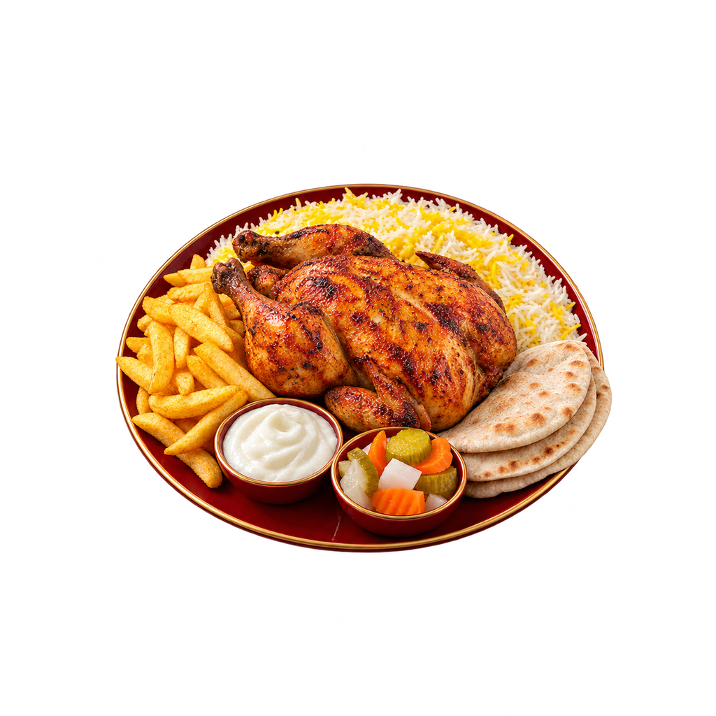 [MADINA-MENU-ROTISSERIE-MEAL-01] وجبة فرخة شواية كاملة