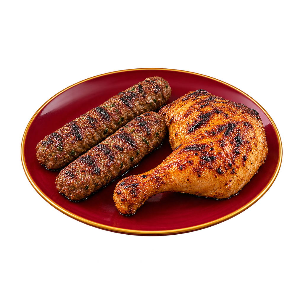 [MADINA-MENU-MEAL-04-3] وجبة ربع فرخة وثمن كفتة (إكسترا)