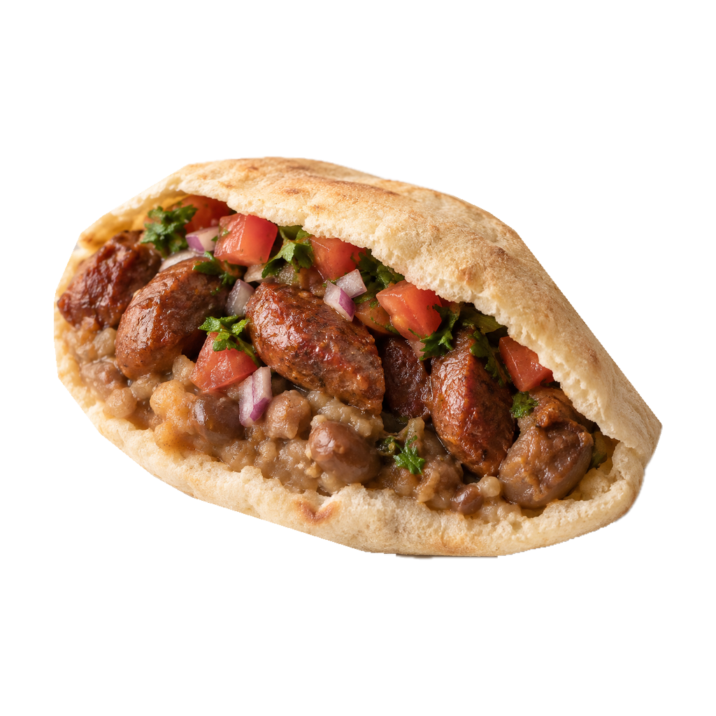 ساندوتش فول بالسجق (شامي)