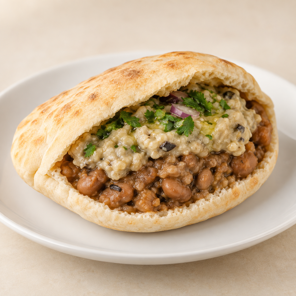ساندوتش فول بابا غنوج (شامي)