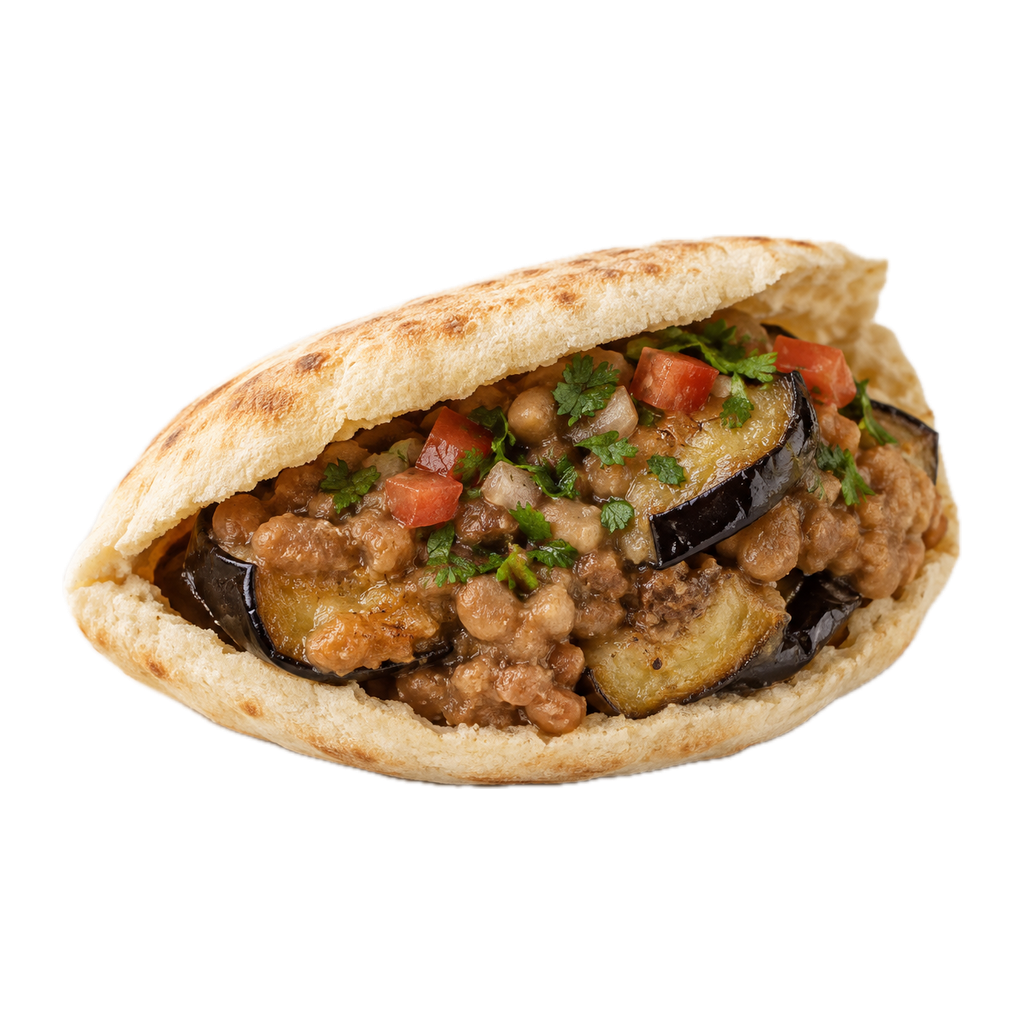 ساندوتش فول على باذنجان (شامي)