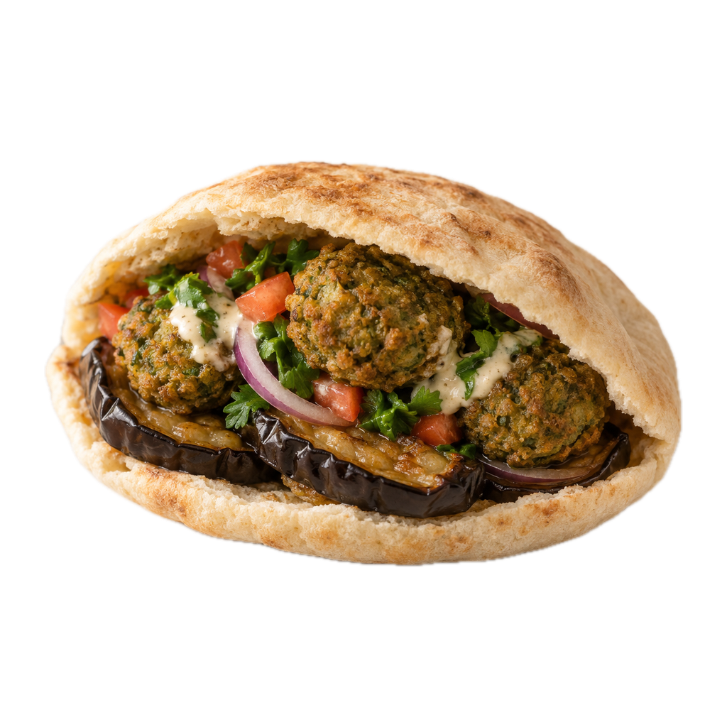 ساندوتش طعمية على باذنجان