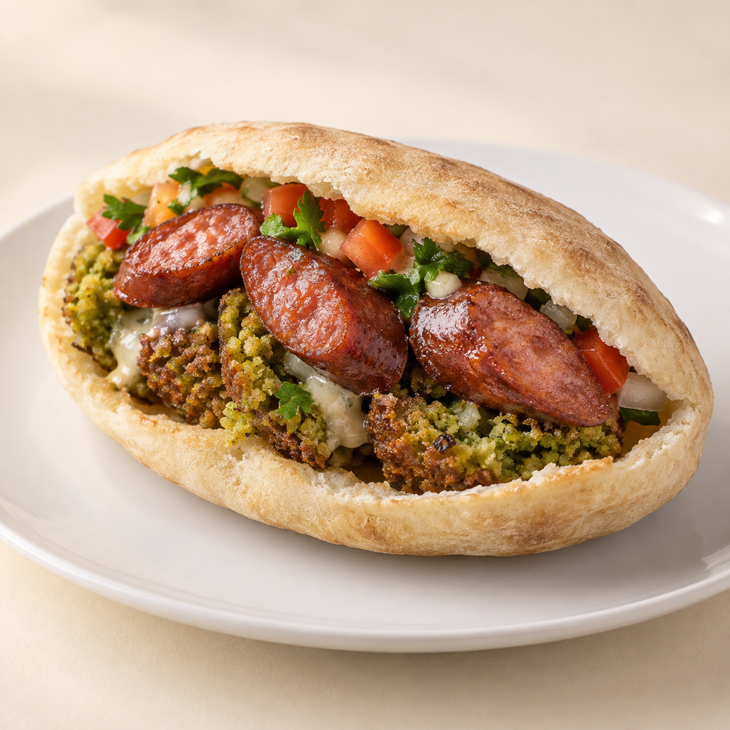 ساندوتش طعمية سوسيس (شامي)