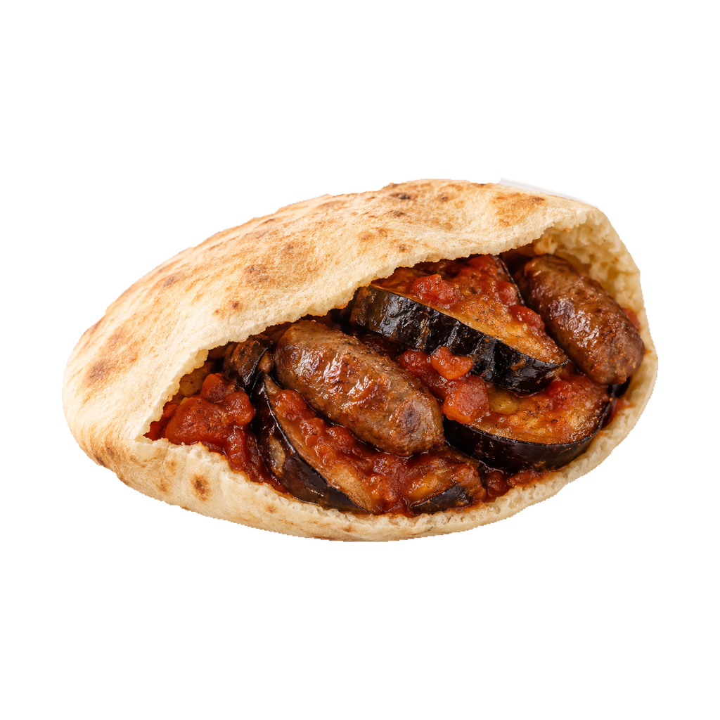 ساندوتش مسقعة سجق (شامي)