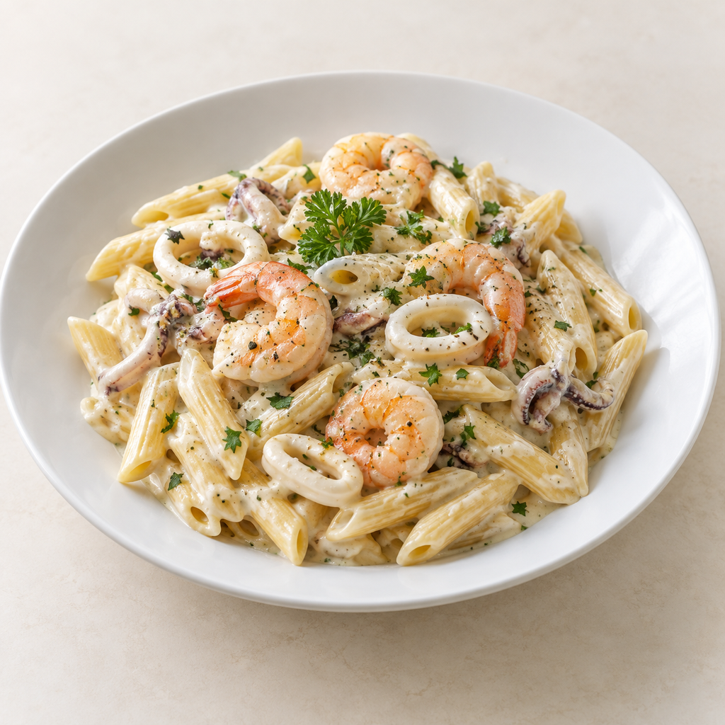 [GOMHOR-MENU-PASTA-01] مكرونة سي فود وايت صوص