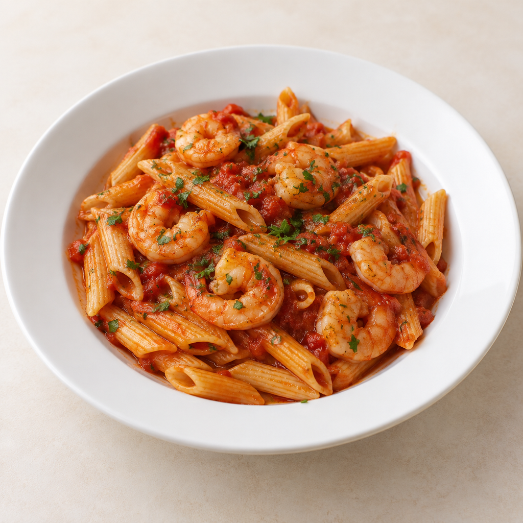 [GOMHOR-MENU-PASTA-04] مكرونة بالجمبري ريد صوص
