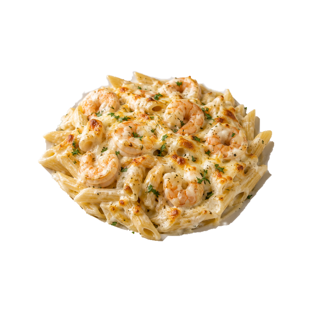 [GOMHOR-MENU-PASTA-06] مكرونة بالجمبري وايت صوص وكريمة وموتزاريلا