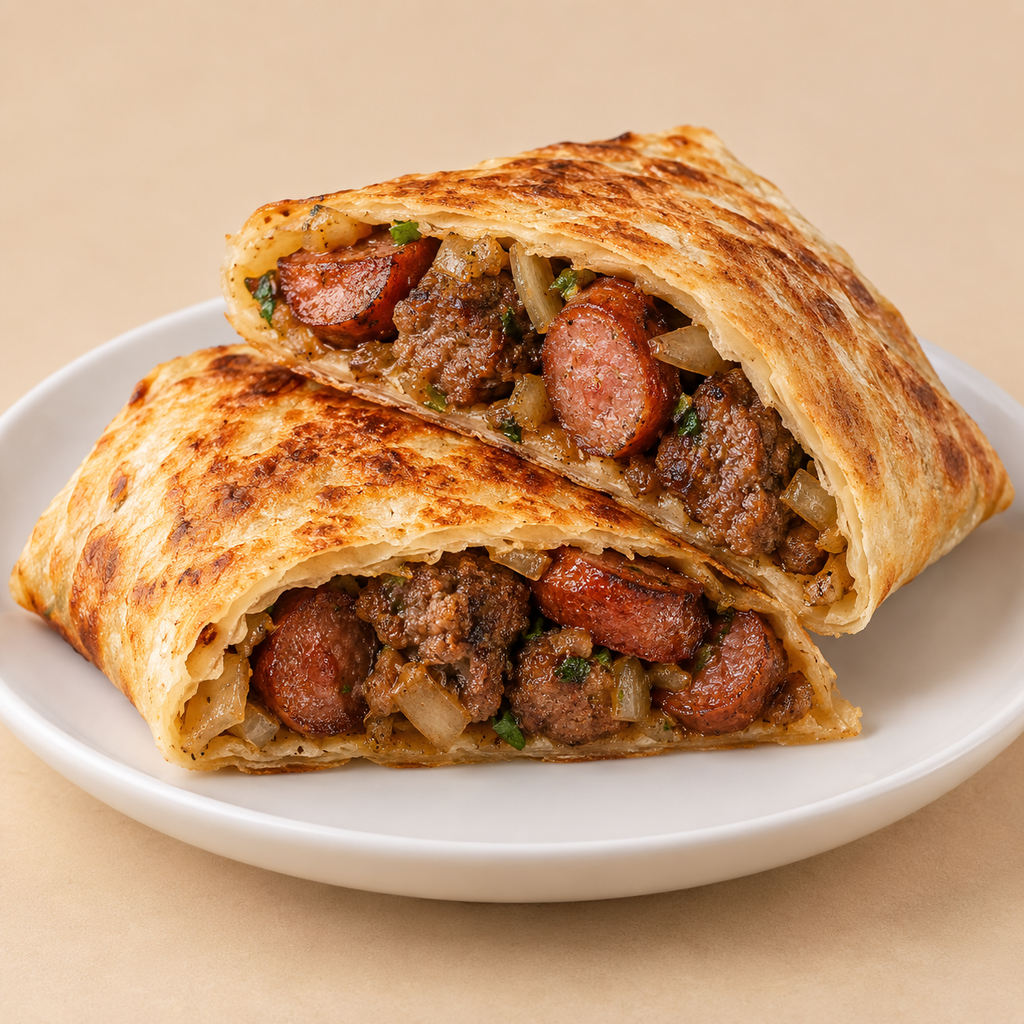 كريب سجق على كفتة