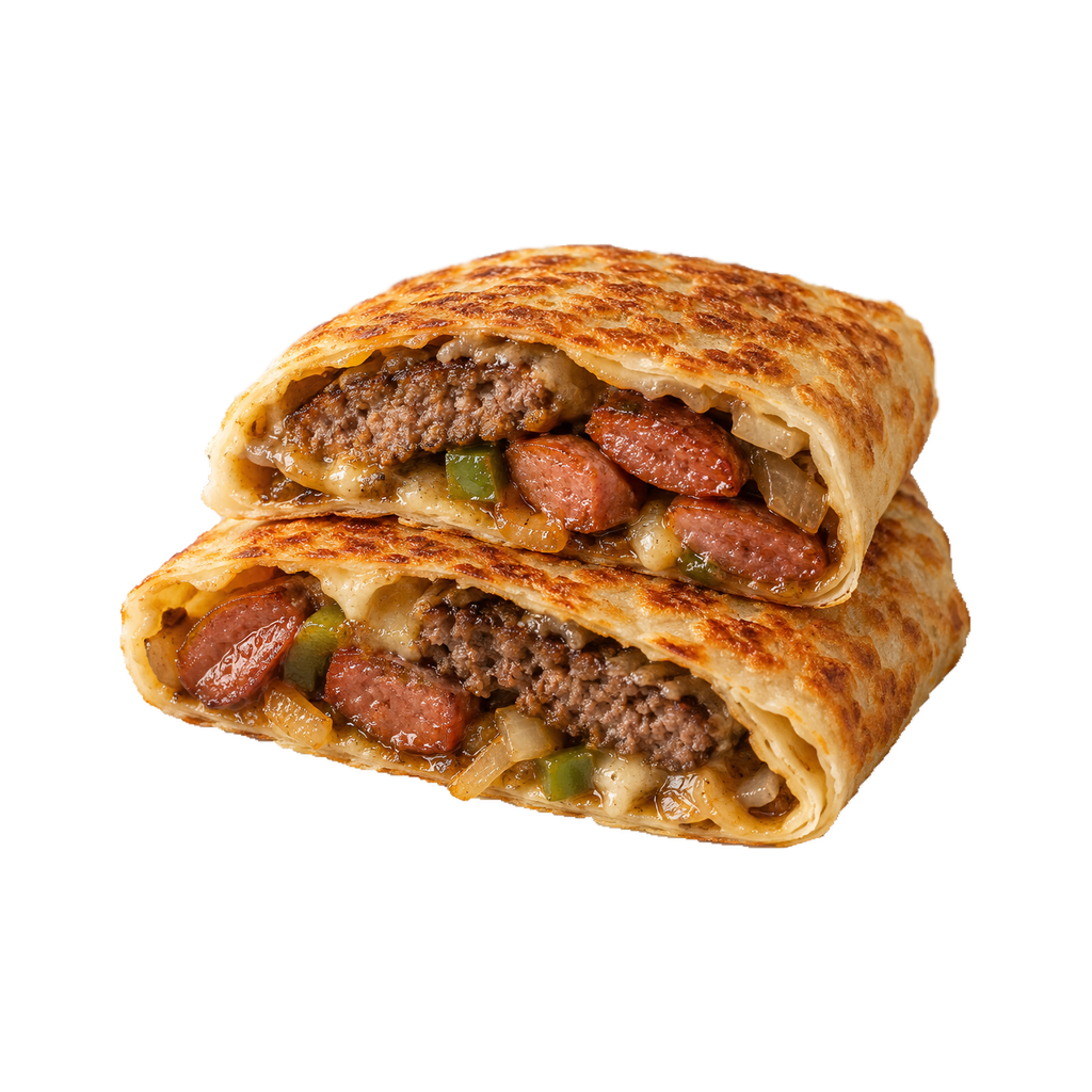 كريب سجق على برجر (سادة)