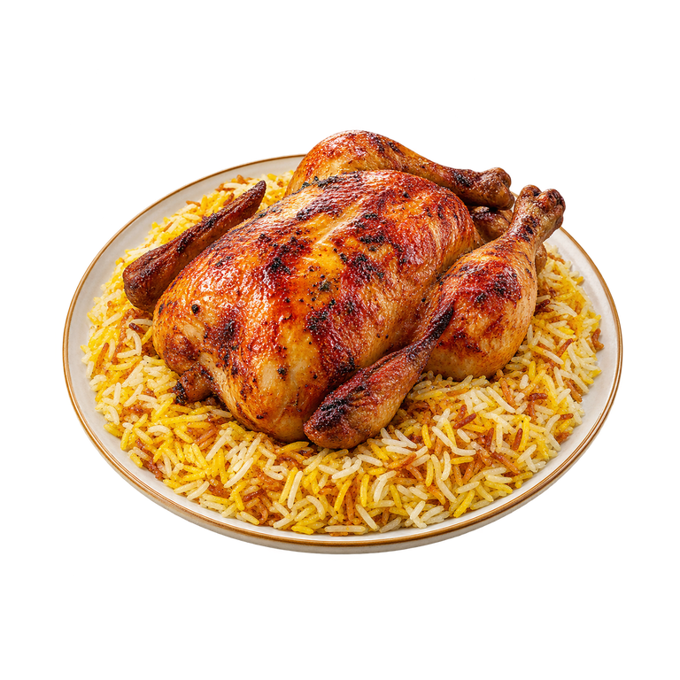 [WAZ-MENU-GRILL-12] Whole Rotisserie Chicken with Rice