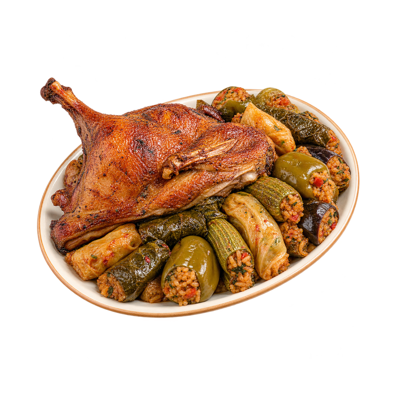 [WAZ-MENU-FRIED-DUCK] نصف بطة محمرة مع محشي