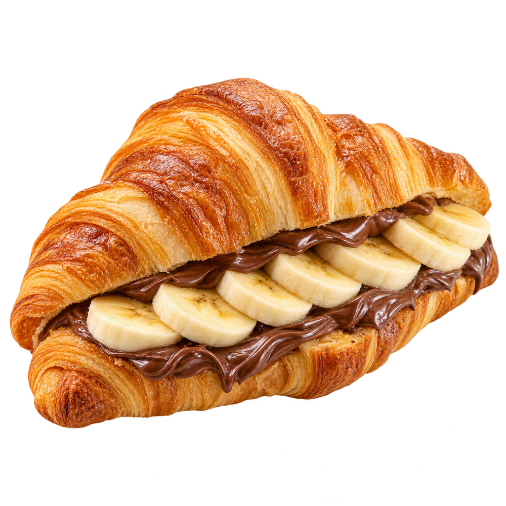 [CROISSANT-MENU-035-1] كرواسون نوتيلا مع فاكهة (موز)