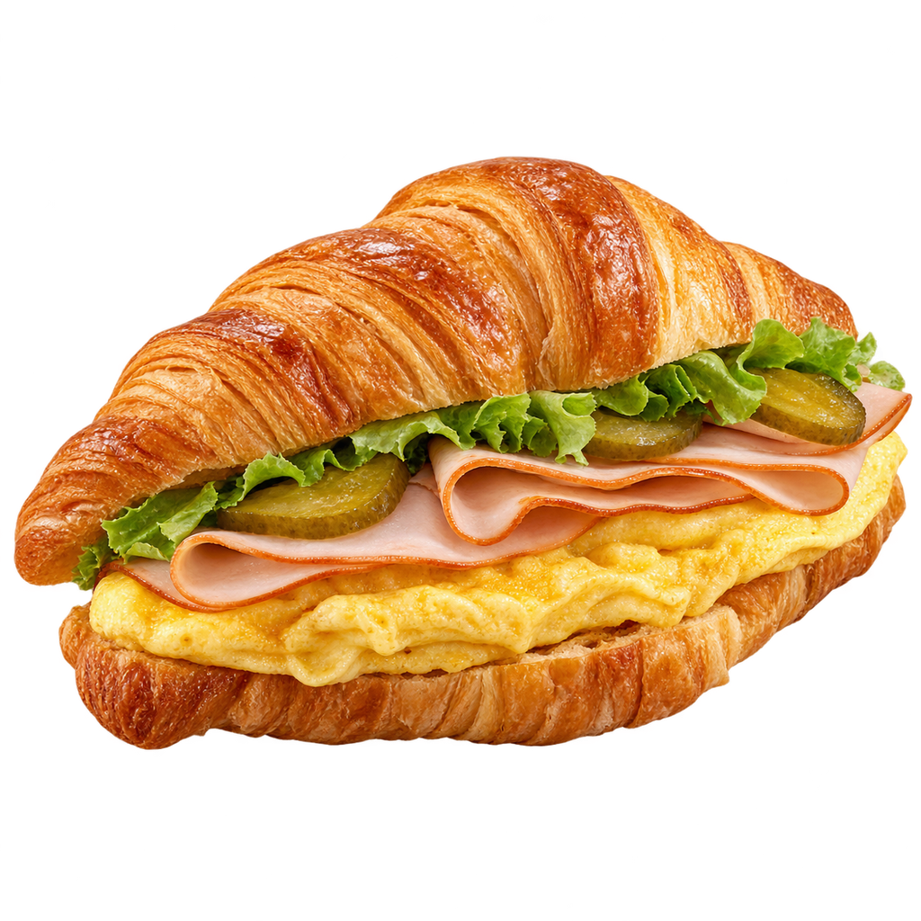 [CROISSANT-MENU-045-1] أومليت مع تركي أو لانشون (تركي)