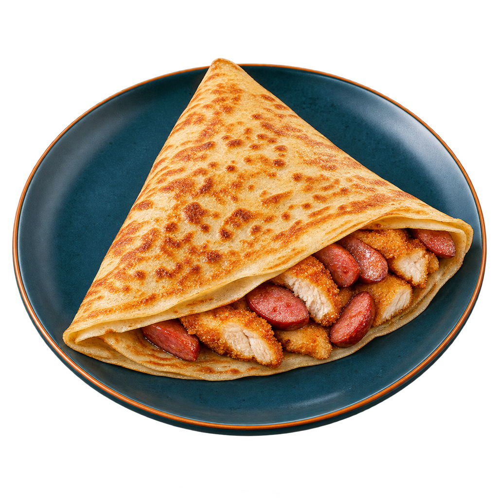 [SPICY-MENU-MIX-02-1] Chicken Pane and Sausage Crepe (سادة)