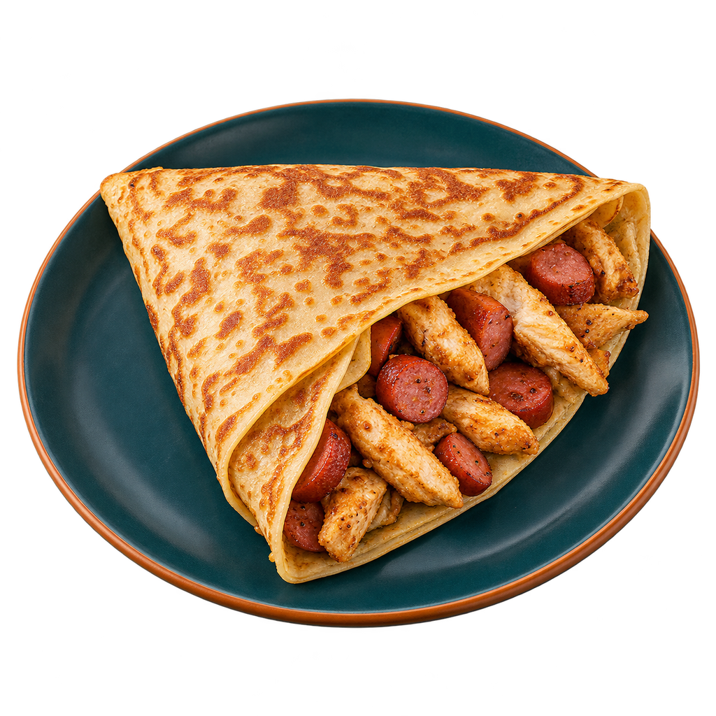 [SPICY-MENU-MIX-12-1] Chicken Strips and Sausage Crepe (سادة)