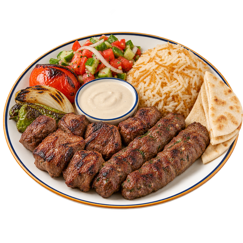 [QANDIL-MENU-GRILL-MEAL-16] Half Mixed Kebab and Kofta Meal