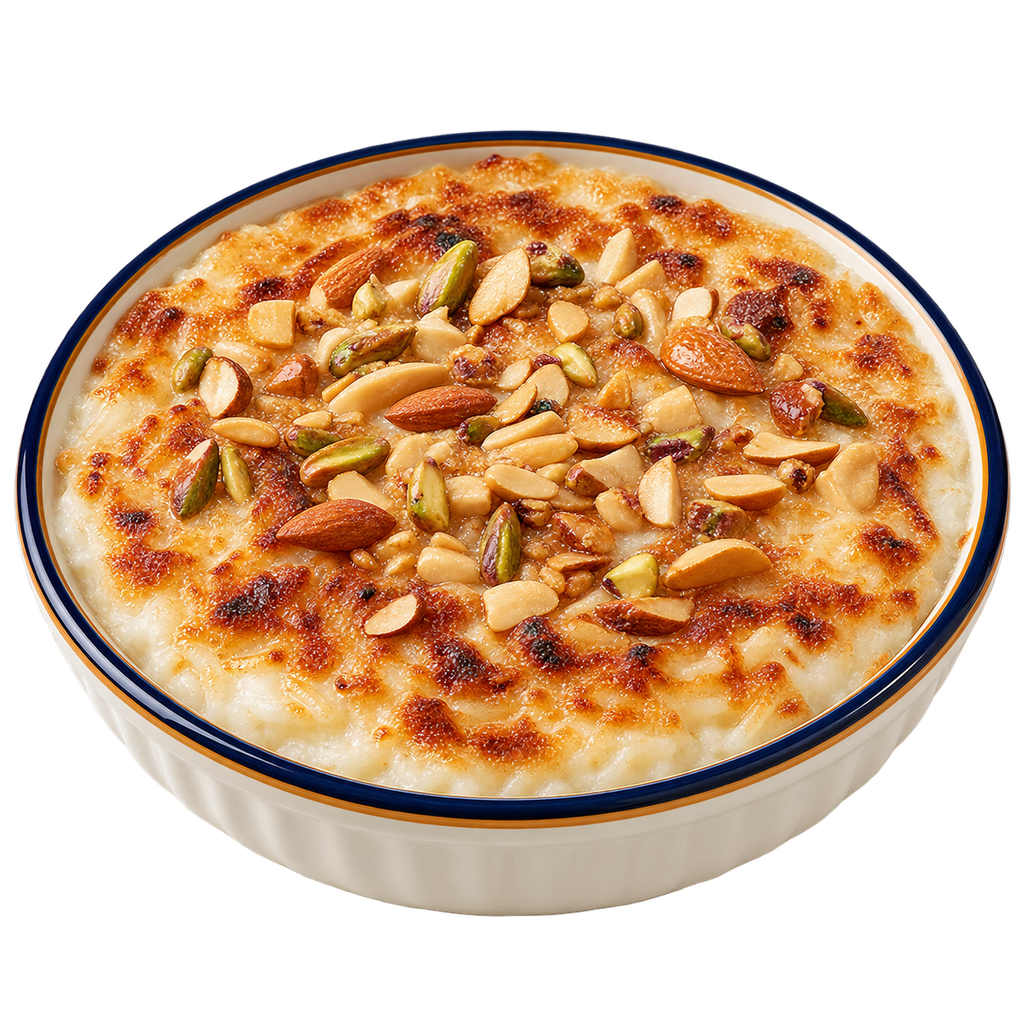 [QANDIL-MENU-RICE-PUDDING-08] أرز بلبن فرن بالمكسرات والقشطة